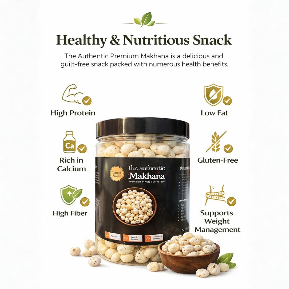 The Authentic Premium Makhana (Fox Nuts) | Lotus Seeds | Healthy Roasted Snack | Rich in Protein & Fiber