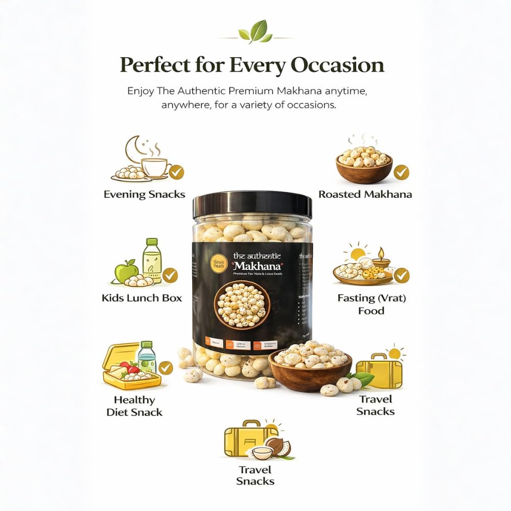 The Authentic Premium Makhana (Fox Nuts) | Lotus Seeds | Healthy Roasted Snack | Rich in Protein & Fiber