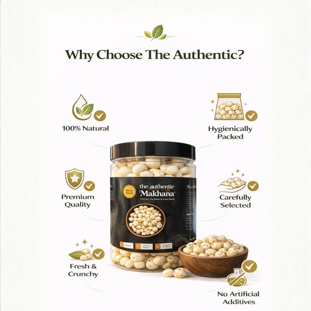 The Authentic Premium Makhana (Fox Nuts) | Lotus Seeds | Healthy Roasted Snack | Rich in Protein & Fiber