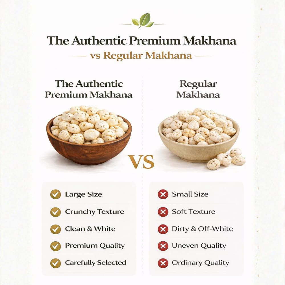 The Authentic Premium Makhana (Fox Nuts) | Lotus Seeds | Healthy Roasted Snack | Rich in Protein & Fiber