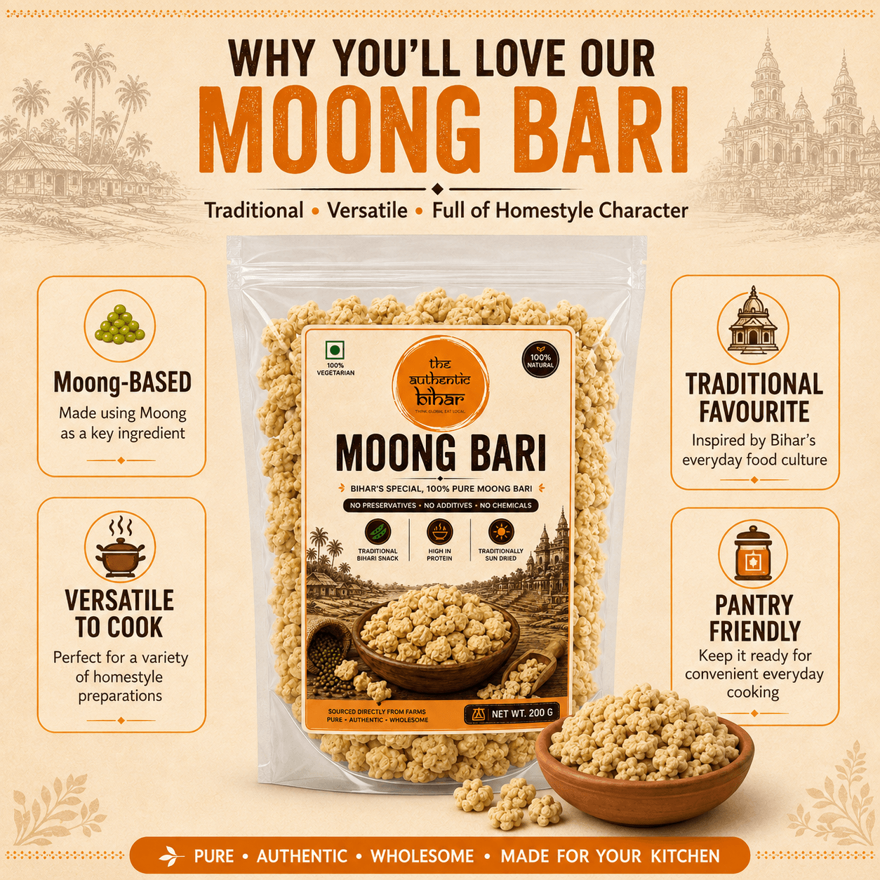 The Authentic Bihar Moong Dal Bari | Traditional Bihari Sun-Dried Dal Bari