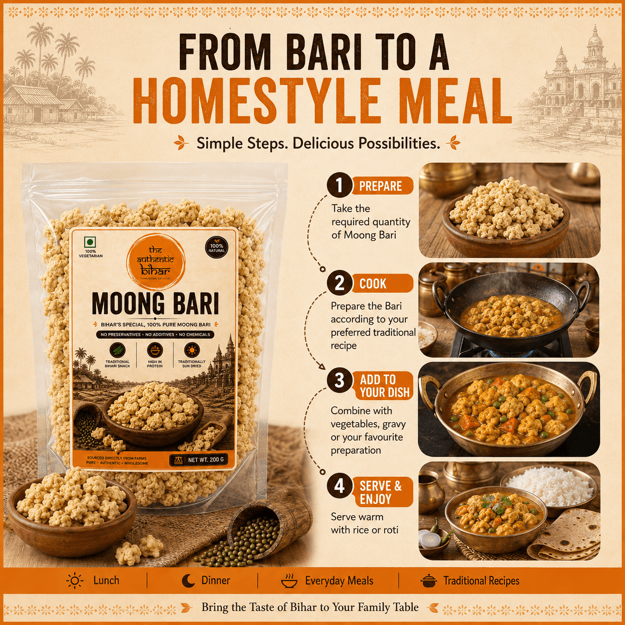 The Authentic Bihar Moong Dal Bari | Traditional Bihari Sun-Dried Dal Bari