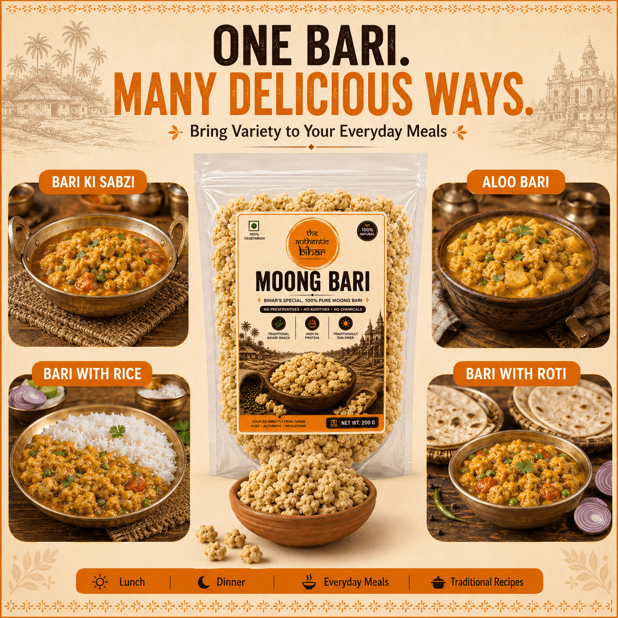 The Authentic Bihar Moong Dal Bari | Traditional Bihari Sun-Dried Dal Bari