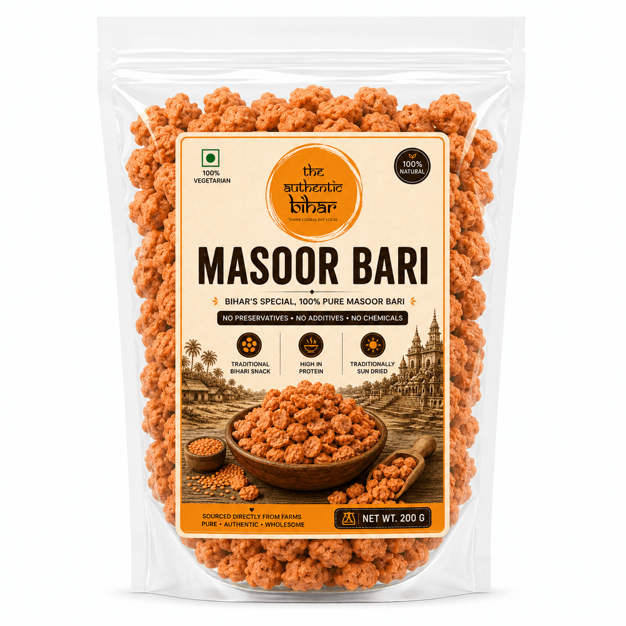 The Authentic Bihar Masoor Dal Bari | Traditional Bihari Sun-Dried Masoor Dal Bari | 200g