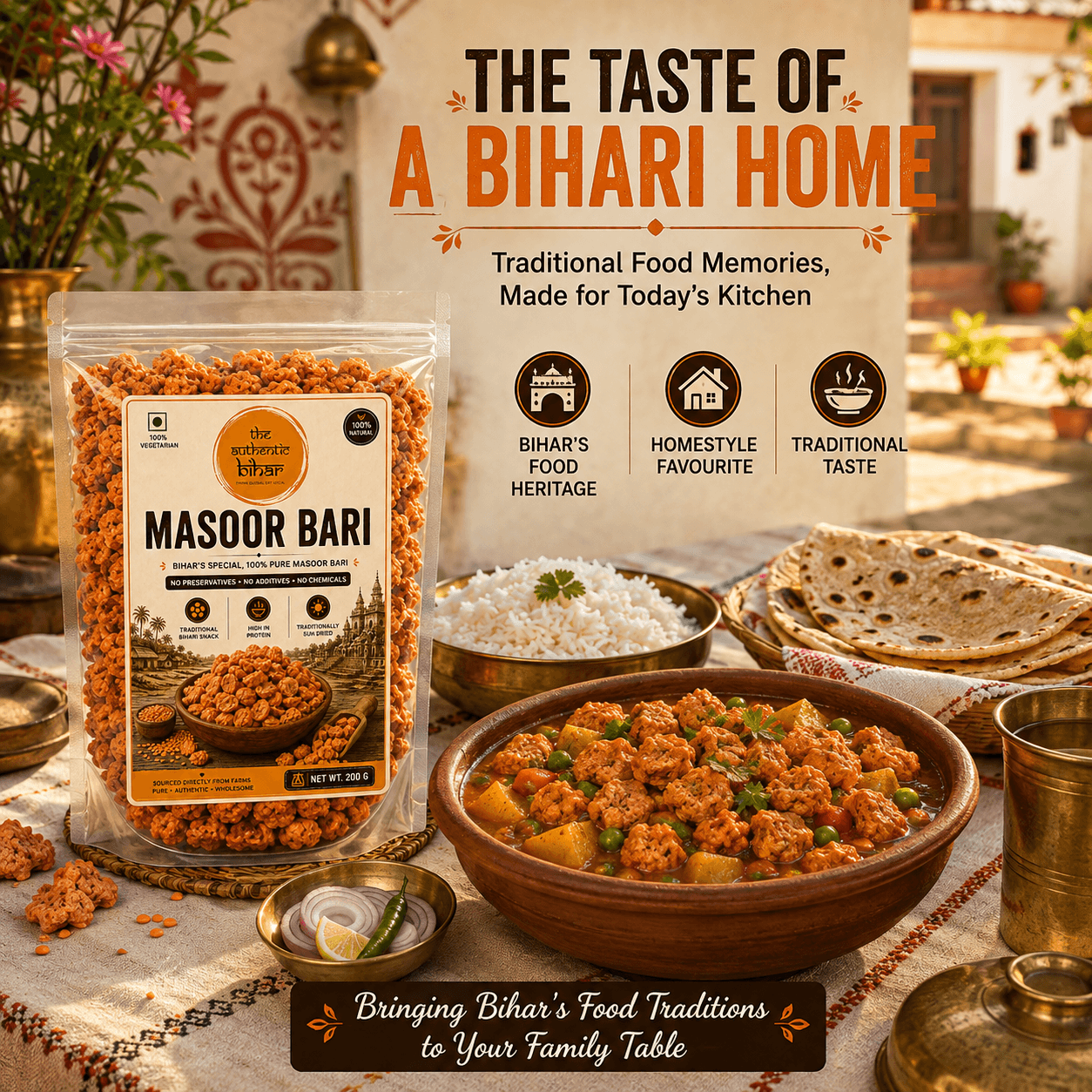 The Authentic Bihar Masoor Dal Bari | Traditional Bihari Sun-Dried Masoor Dal Bari | 200g