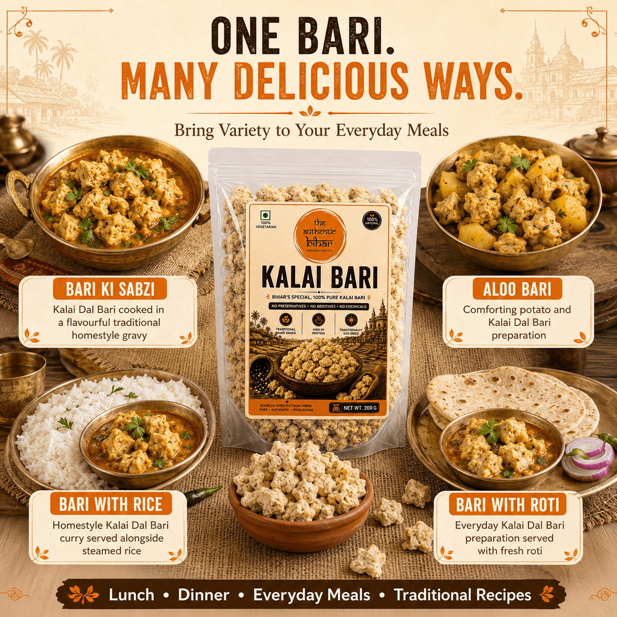 The Authentic Bihar Kalai Dal Bari | Traditional Bihari Urad Dal Bari | Sun-Dried